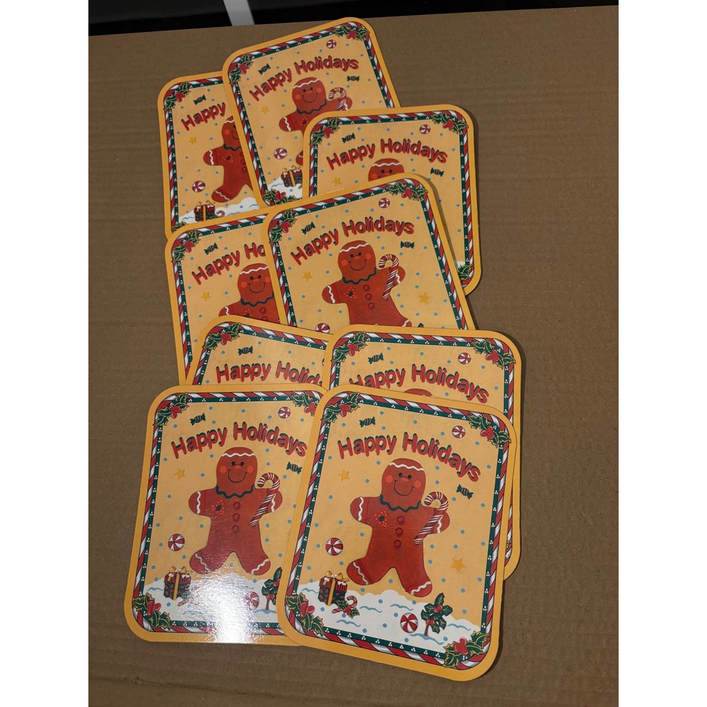 Happy Holidays Gingerbread Man 9 Container Tops 4.5x5.5 Foil Underside‎